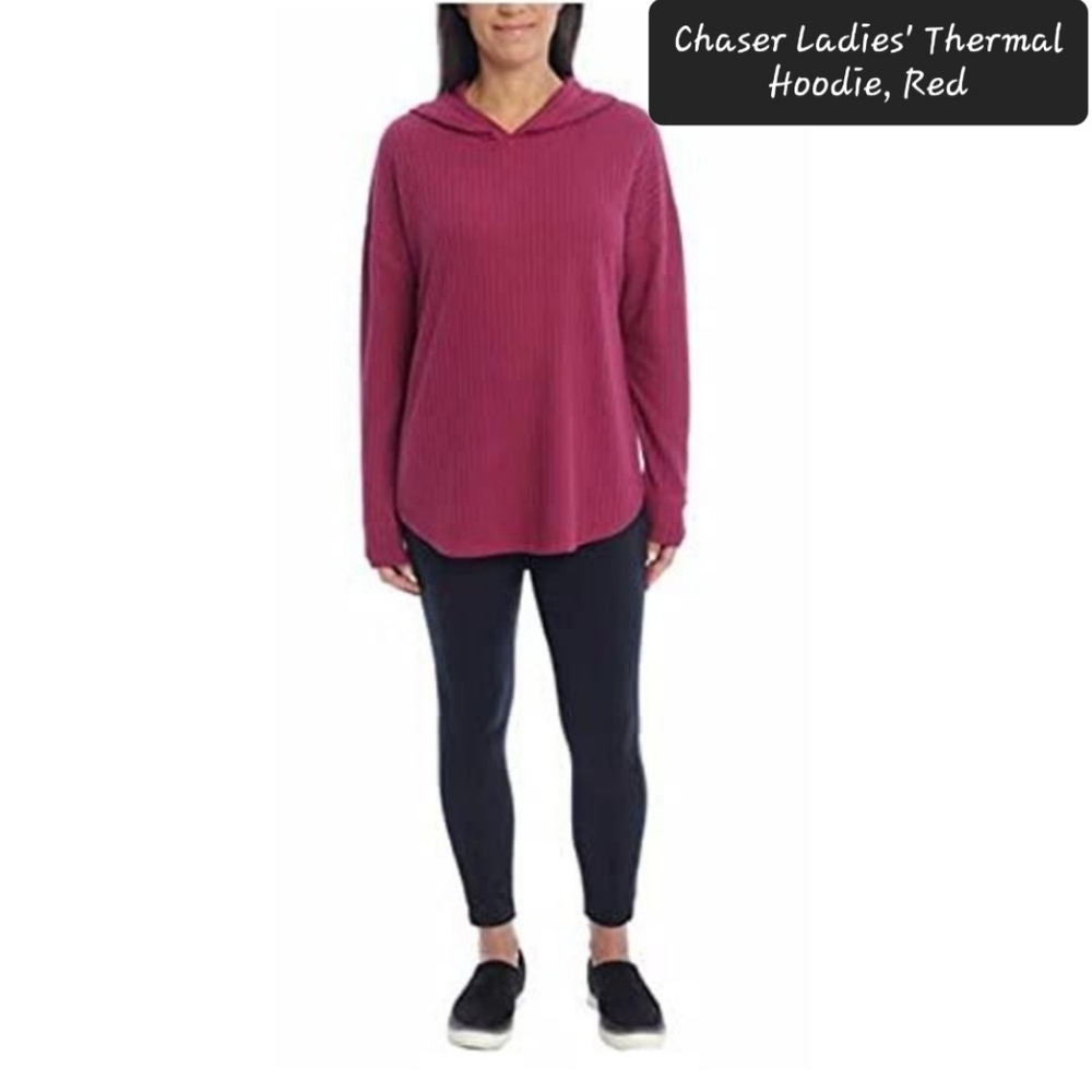 Chaser Ladies' Thermal Hoodie, Red